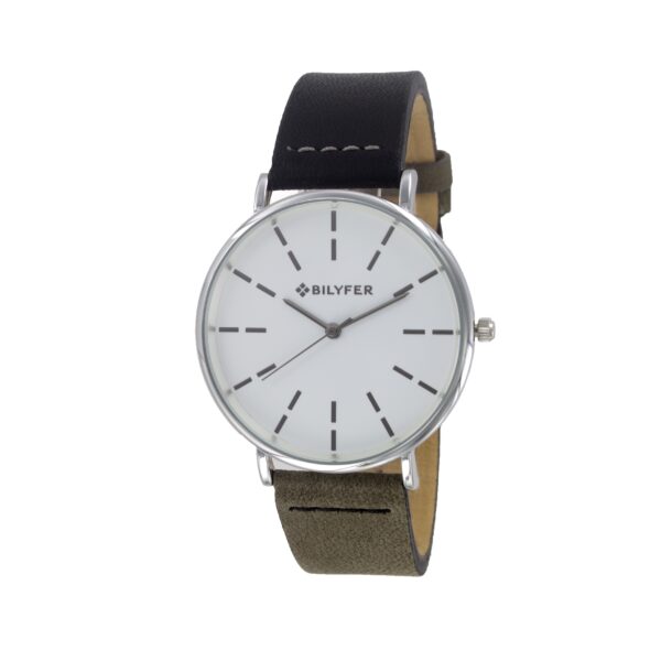 Contrast leather strap watch