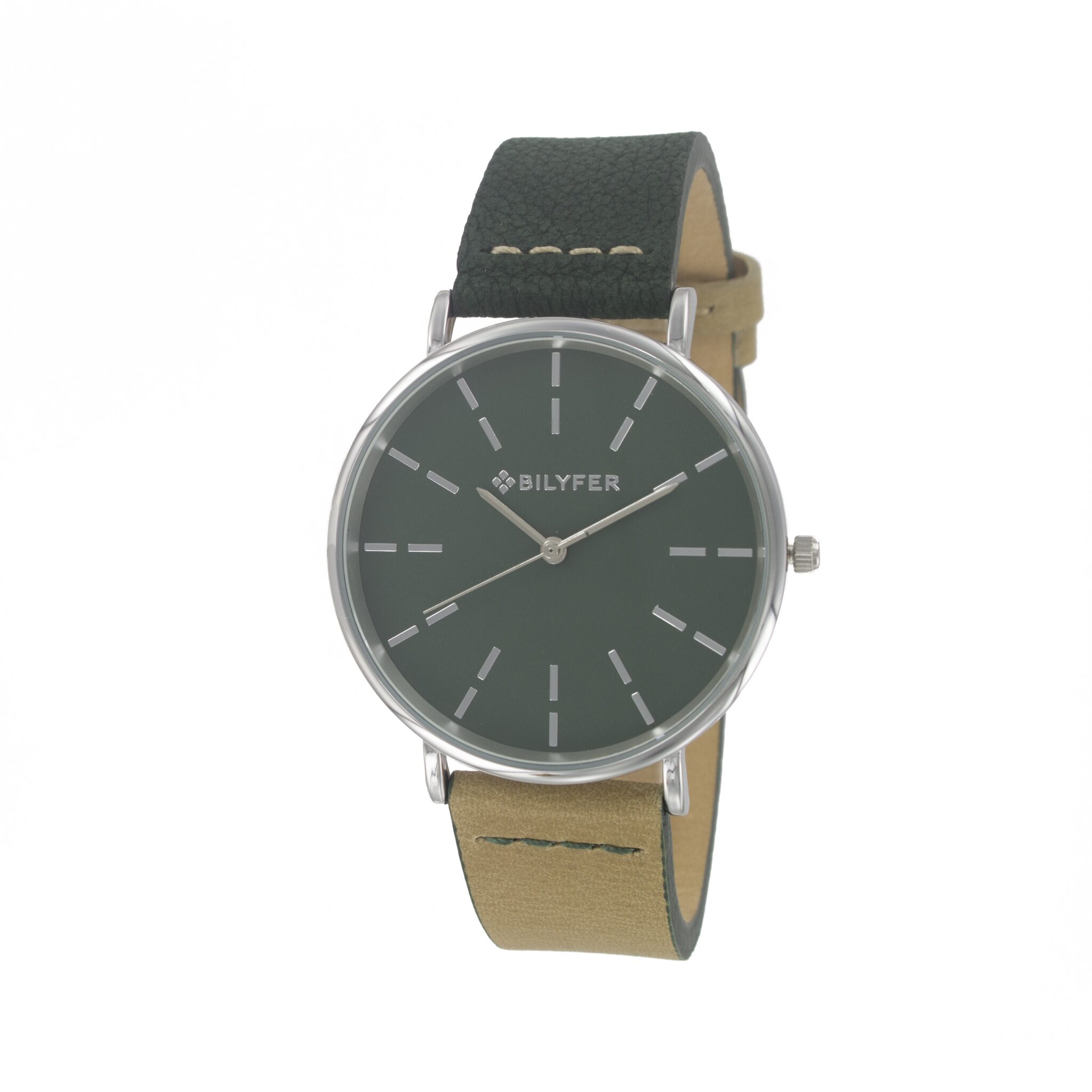 Reloj correa piel contraste VERDE