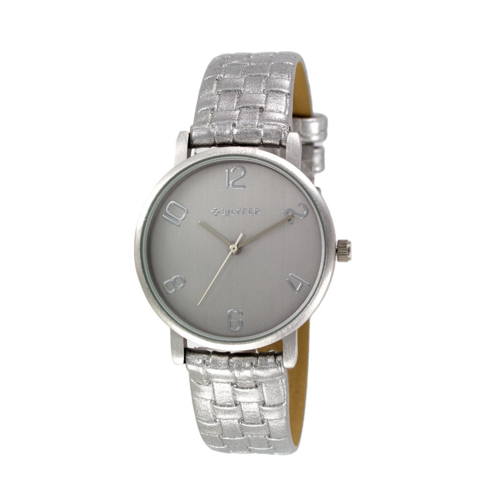 Reloj Bilyfer correa metalizada trenzada COLOR PLATA PLATEADO