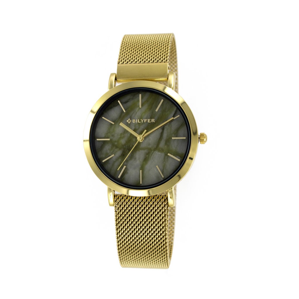 Reloj Bilyfer malla iman esfera piedra VERDE