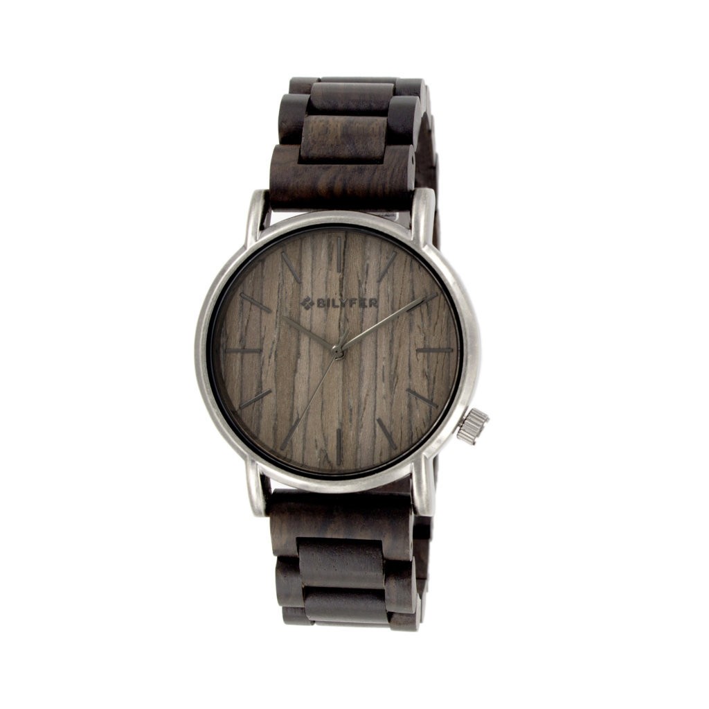 Reloj Bilyfer caja 40mm metal pulsera madera NEGRO