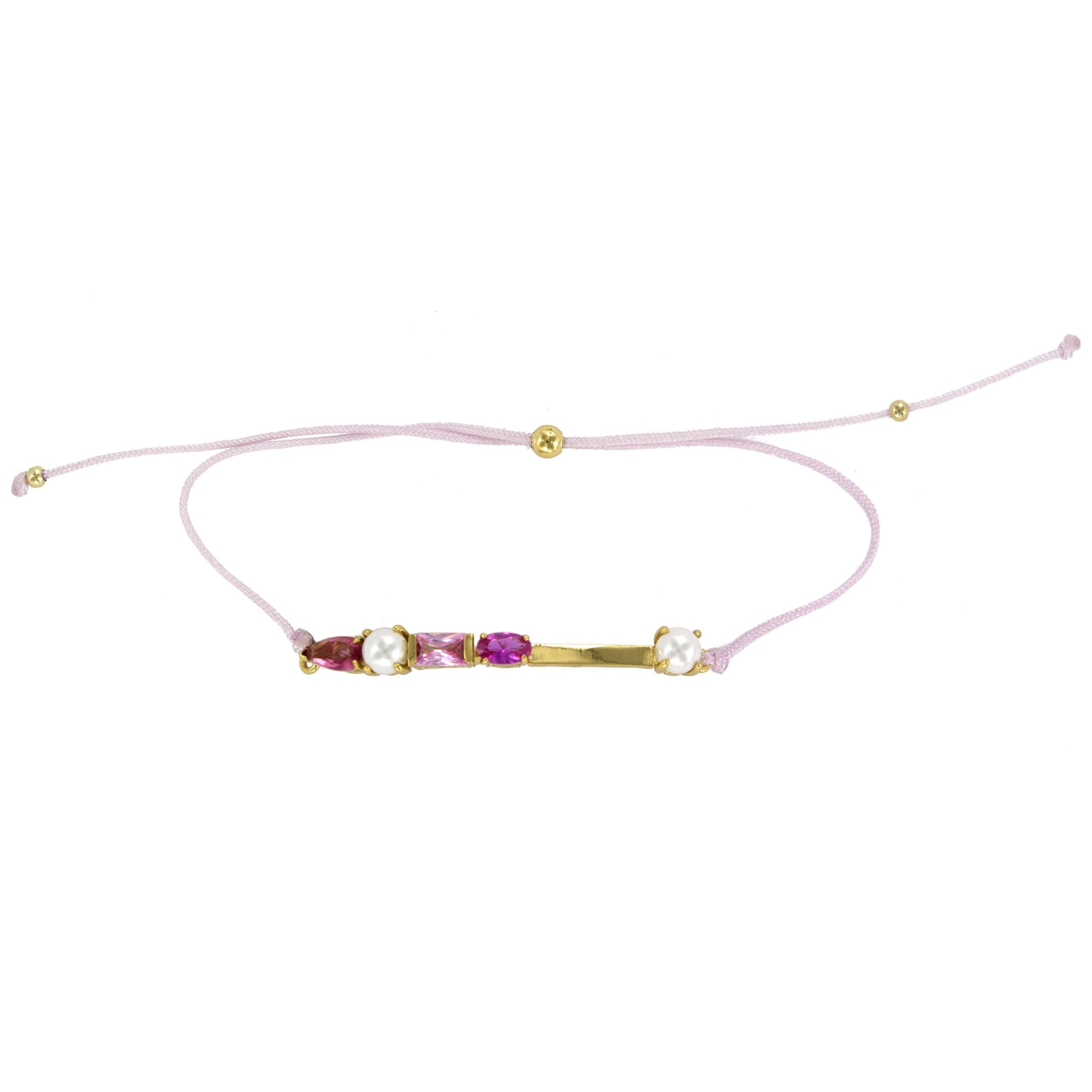 Pulsera chapada cz perla de concha algodon
