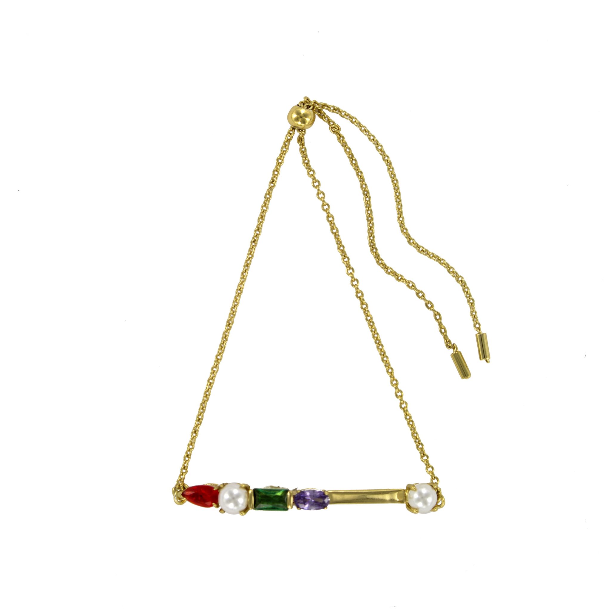 Pulsera chapada cadena cz perla de concha
