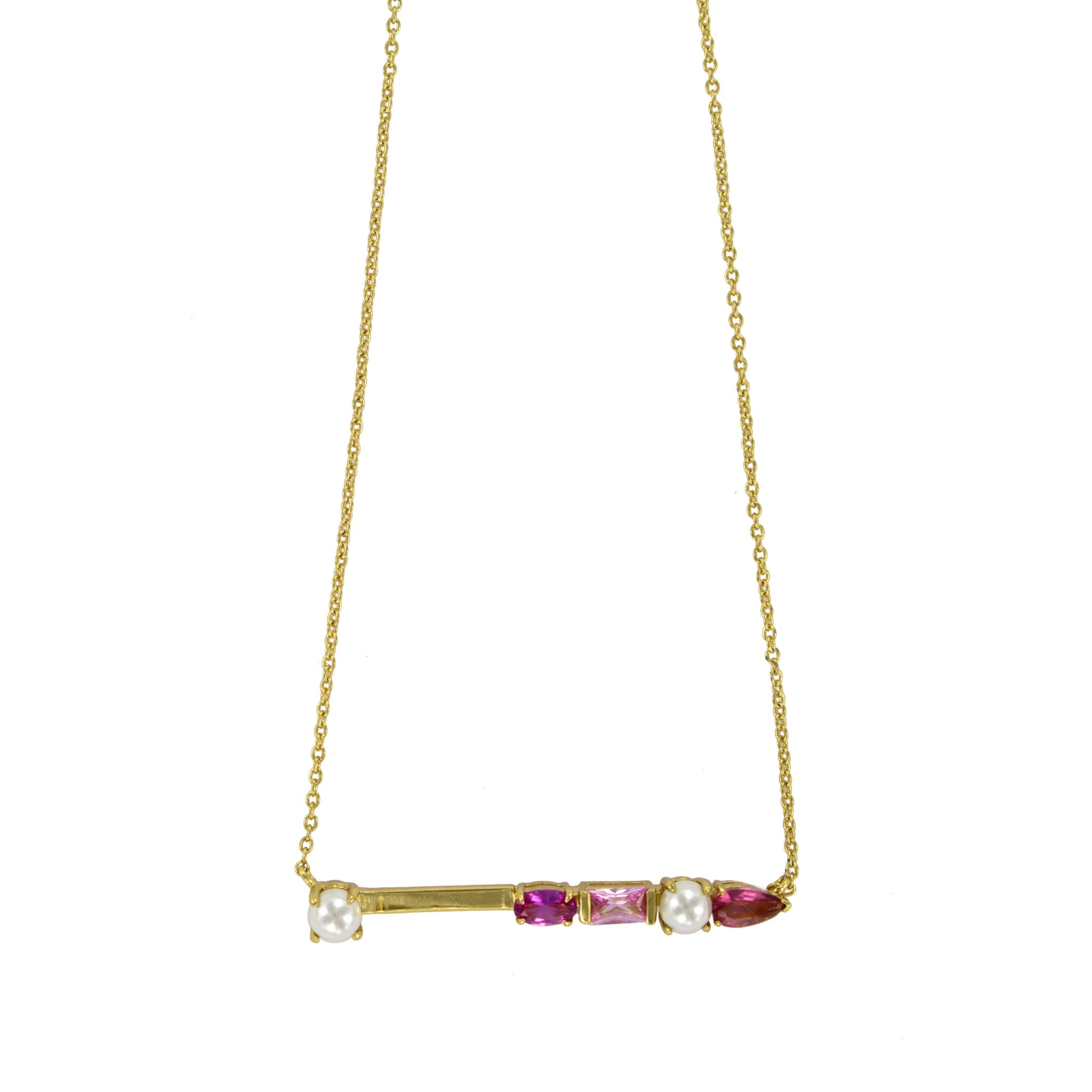 Zirconia gold plated necklace pearl shell