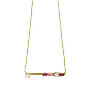 Zirconia gold plated necklace pearl shell