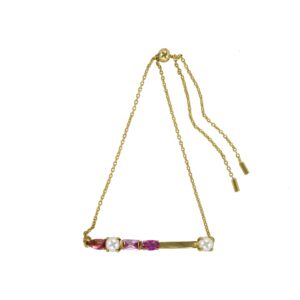 Plated chain bracelet pearl shell cz