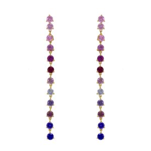 Extra long gold plated earring zircons