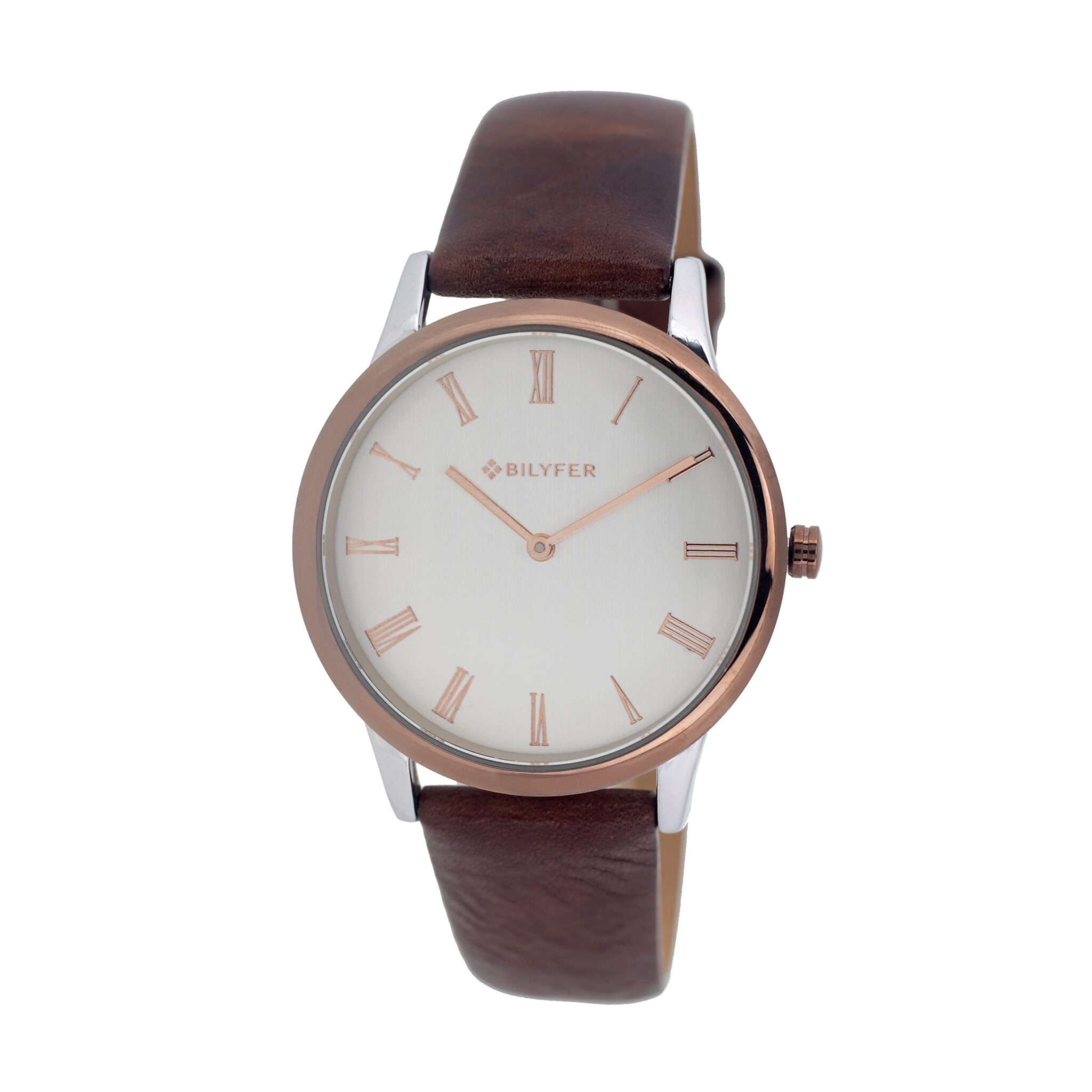 RELOJ CORREA PIEL NUMEROS ROMANOS MARRON