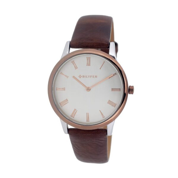 RELOJ CORREA PIEL NUMEROS ROMANOS MARRON