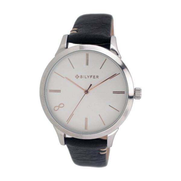 RELOJ CORREA PIEL NUMERRO 8 INDICES NEGRO
