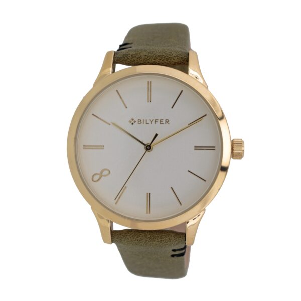 RELOJ CORREA PIEL NUMERRO 8 INDICES VERDE