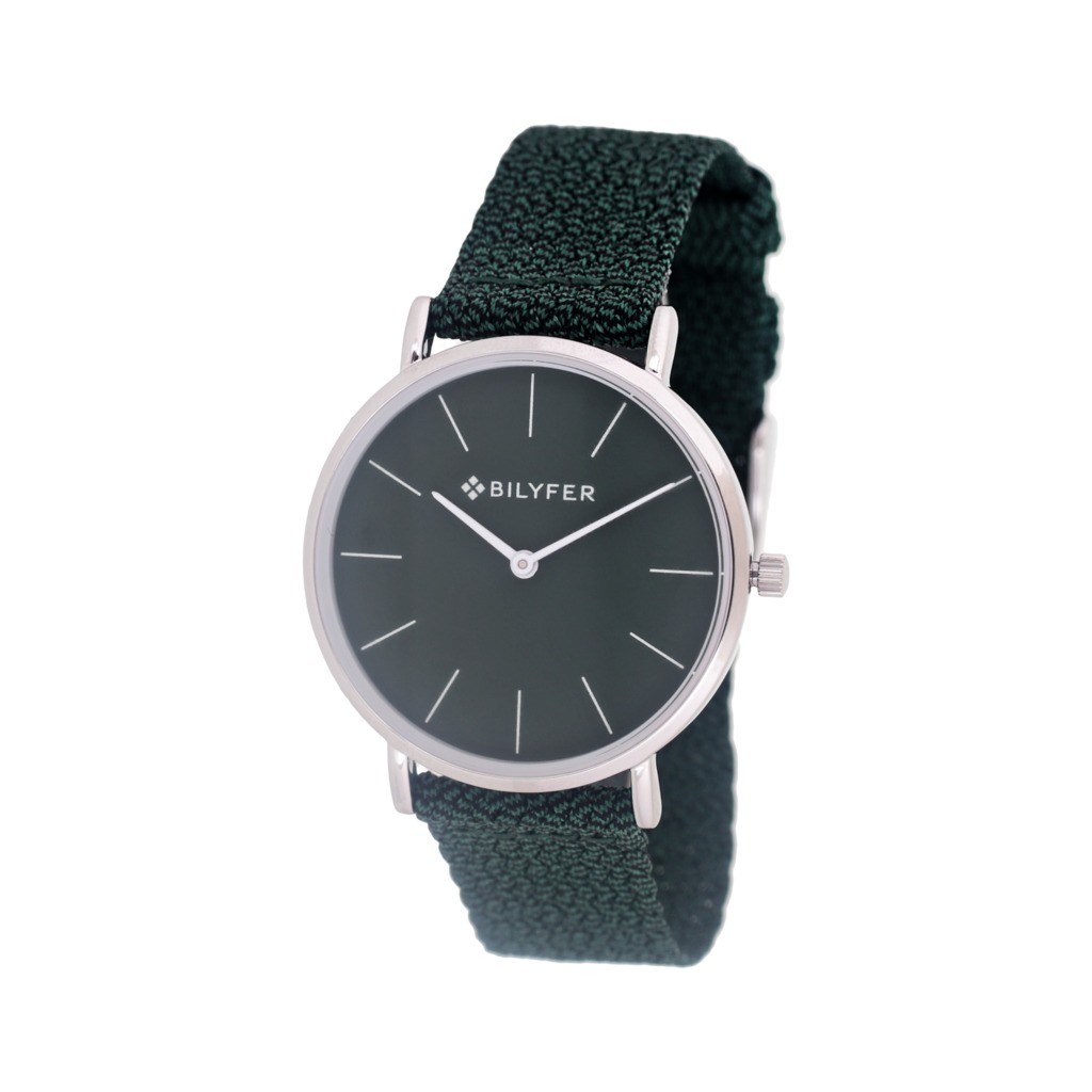 RELOJ CON INDICES CORREA TEJIDO VERDE