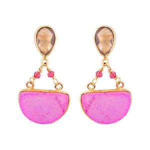 NATURAL STONE AMATHISTA gold plated Drussy