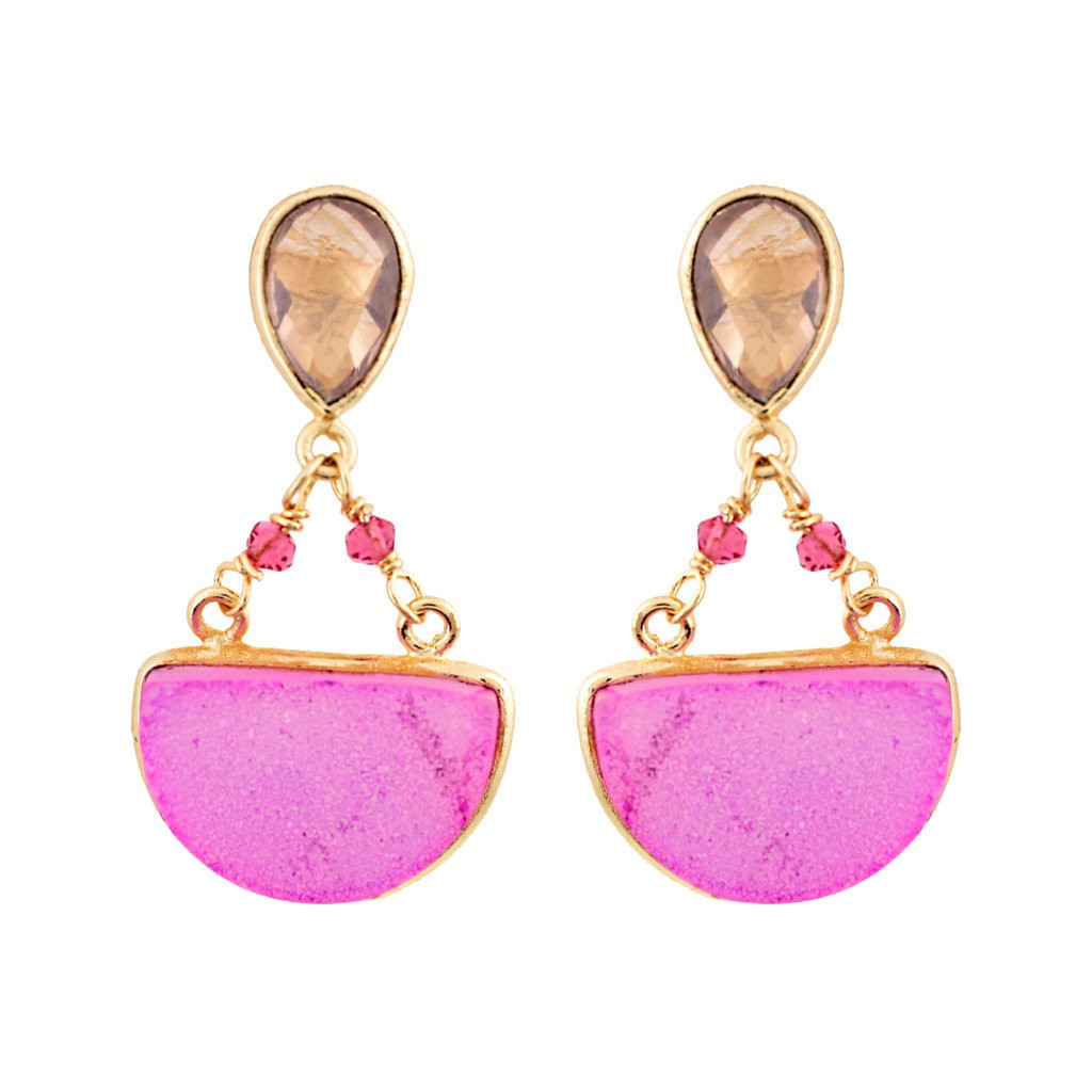 NATURAL STONE AMATHISTA gold plated Drussy
