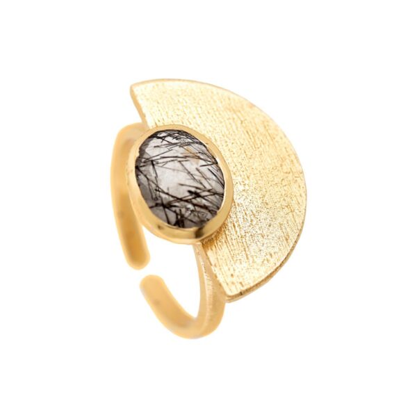 ANILLO UNIVERSAL QUARZO RUTILADO CHAPDO ORO