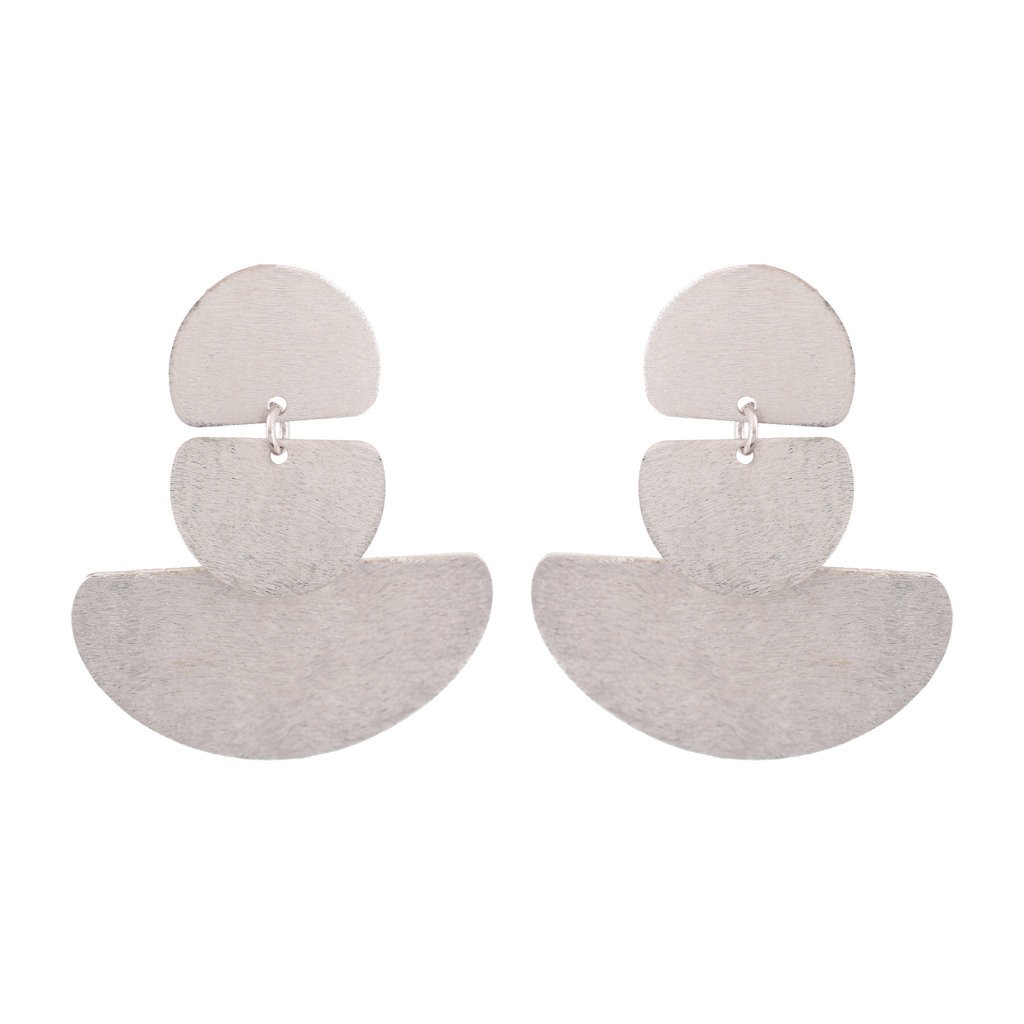 EARRING 3 PIECES HANDMADE RODIUM FINISH
