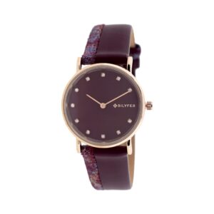 VERTICAL DOUBLE STRAP LEATHER WATCH & STONES SPHERE