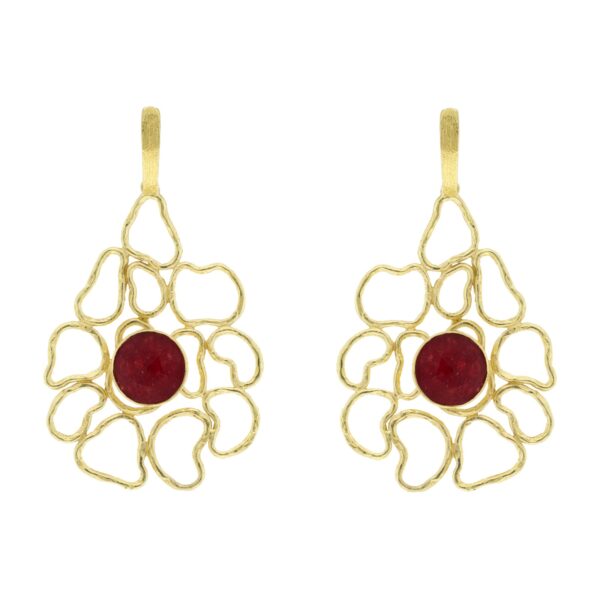 SLOPE FILIGRANA RED AND RED JADE GOLD PLATED.