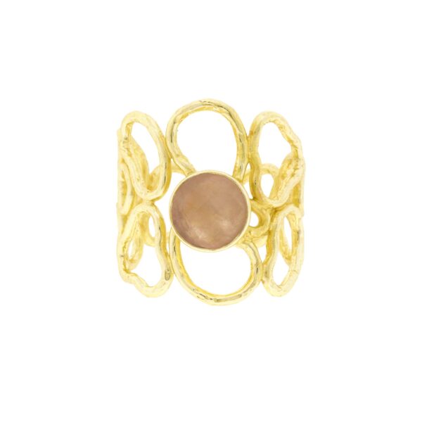 Filigree Rose Ring Gold Plated and Rose Quartz