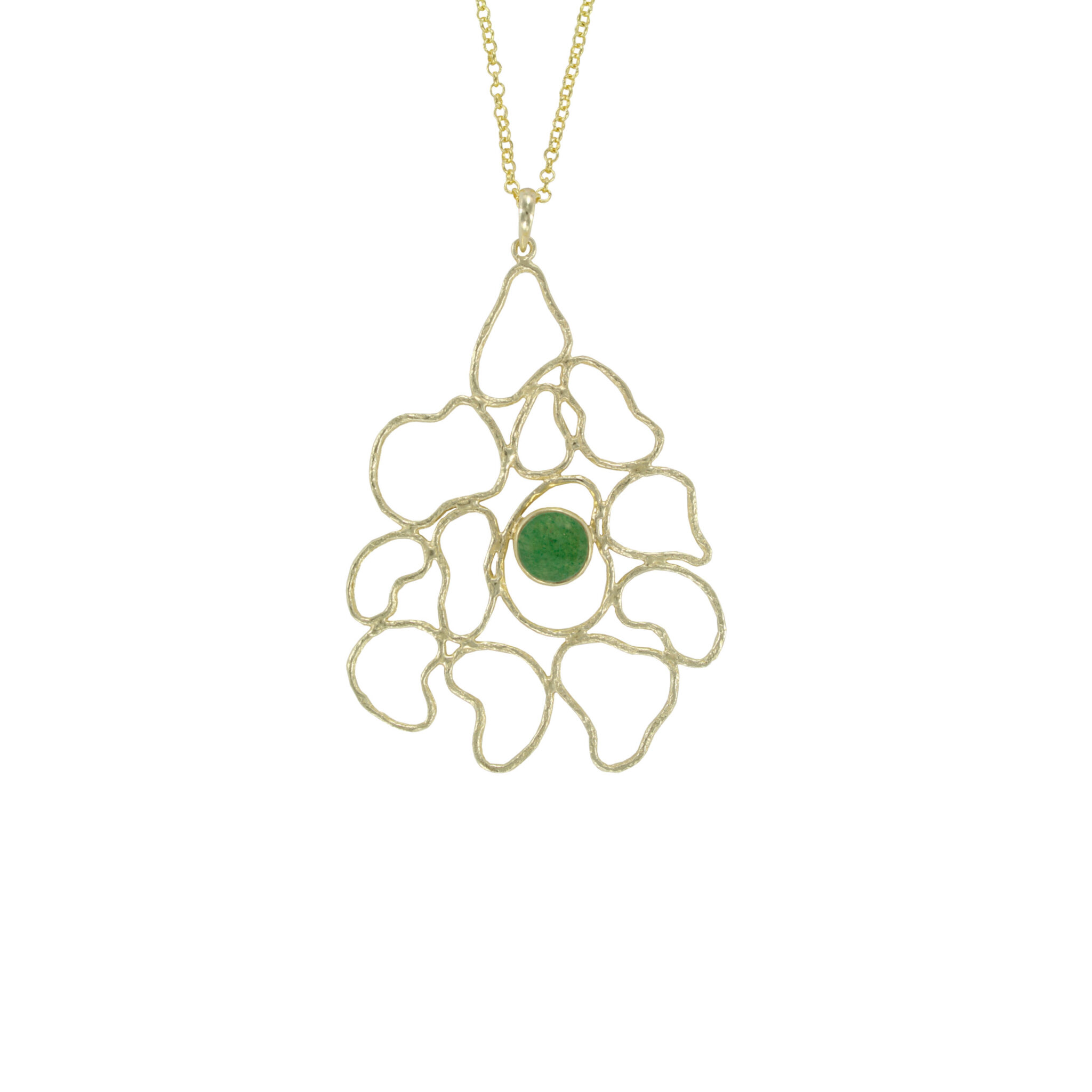 COLGANTE FILIGRANA CHAPADO ORO AVENTURINA VERDE
