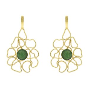 PENDIENTE VERDE FILIGRANA CHAPADO ORO AVENTURINA VERDE