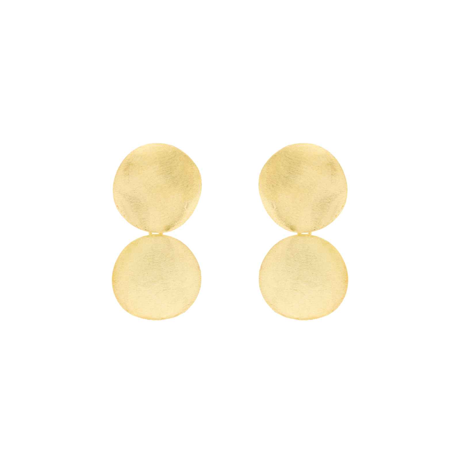 Gold-plated Earring with Handmade finish 2 circles