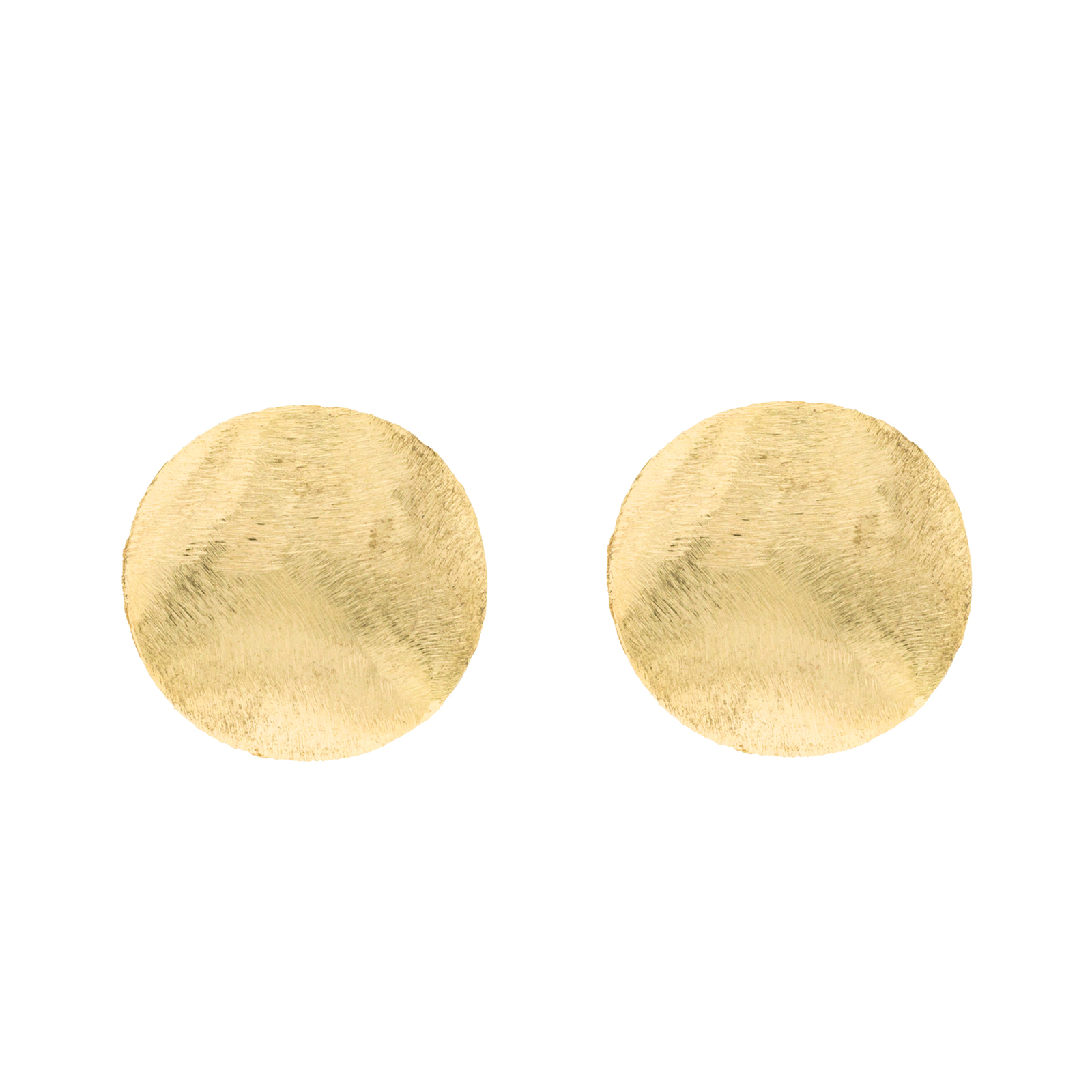 18K gold plated handmade finish button earring, 18K gold plated