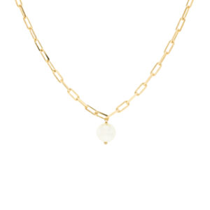 Necklace with chain and pearl 18K gold plated handmade finish