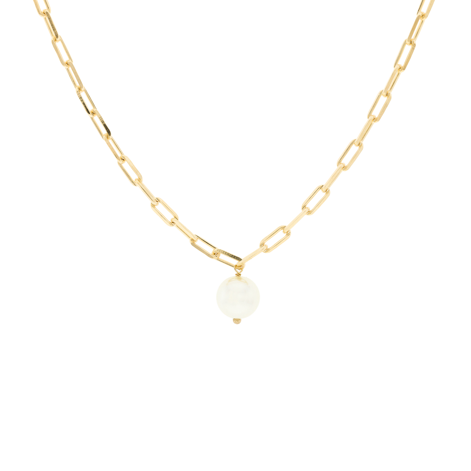 Necklace with chain and pearl 18K gold plated handmade finish