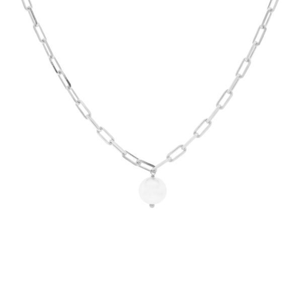 Platinum-finish pearl and chain necklace