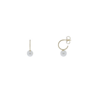 Hoop with fixed pearl 18K gold plated handmade finish