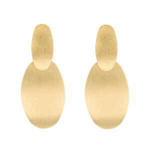 Pendiente oval 2 piezas acabado chapado oro 18K artesanal