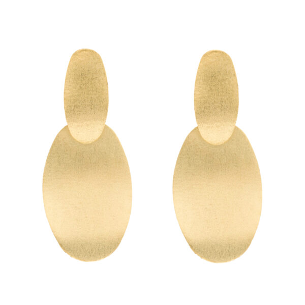 Pendiente oval 2 piezas acabado chapado oro 18K artesanal