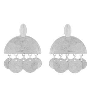 Earring with round pendants in platinum finish