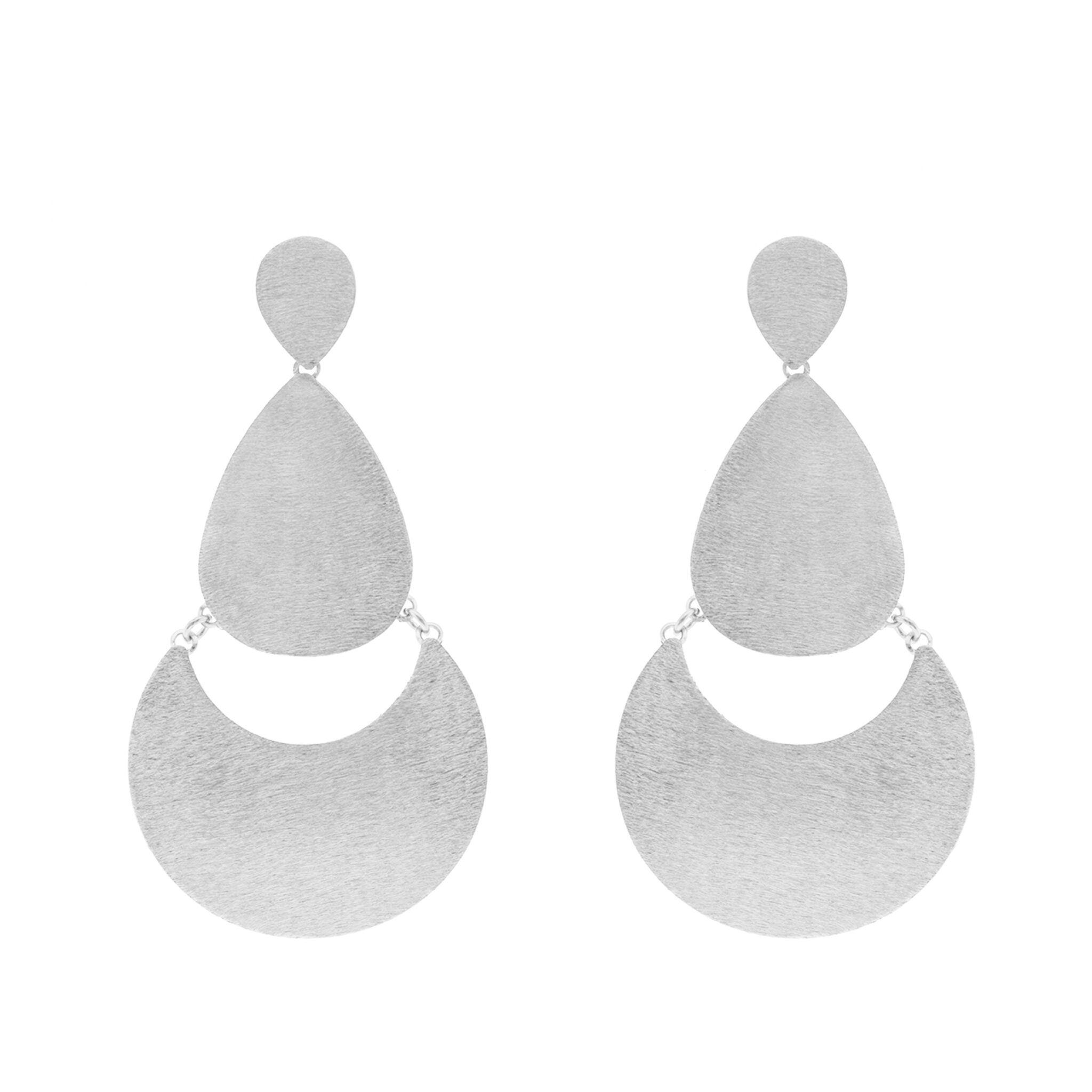 Large Moon Earring with 3 Pieces Platinum Finish