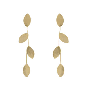 PENDIENTE HOJA DE ACACIA CHAPADO EN ORO ARTESANAL