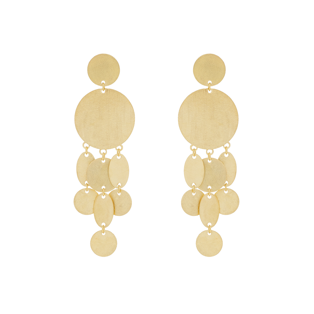 Long Earring Movable Pieces Gold-Plated Handcrafted Finish