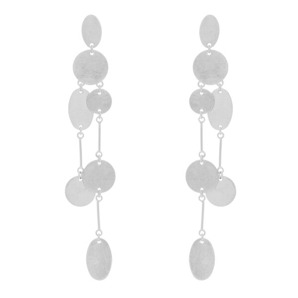 Long Earring Double Pieces Palladium Finish