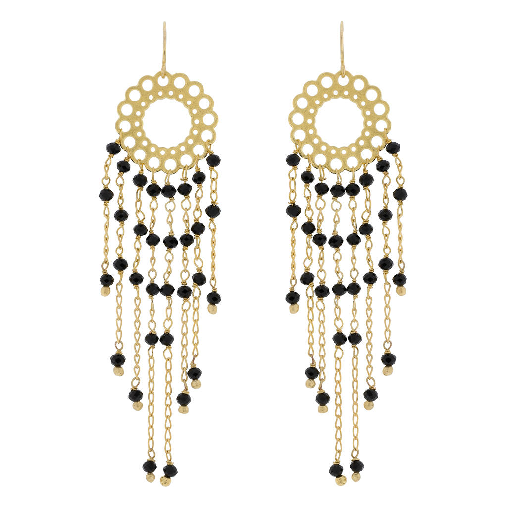 PENDIENTES ROMA CHAPADO ORO ARTESANAL Y CRISTAL