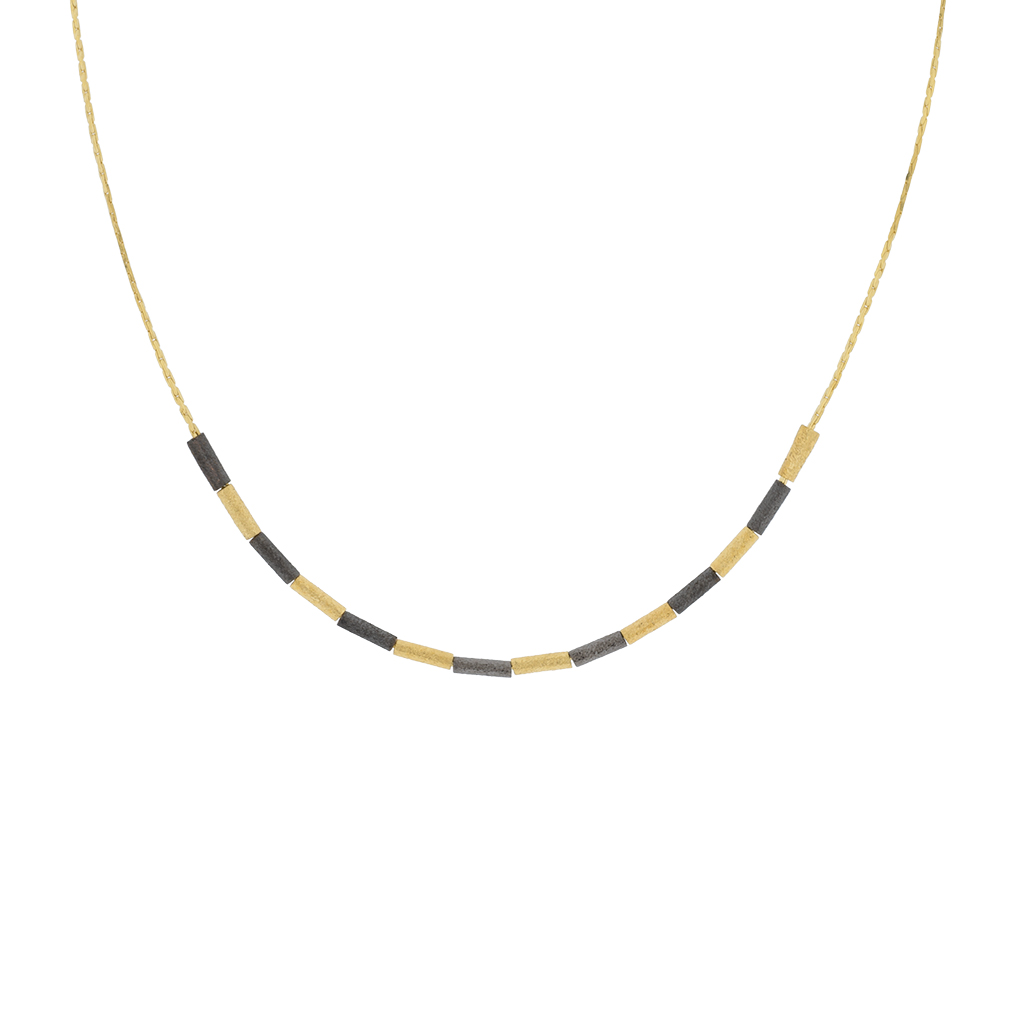 COLLAR CON PIEZAS 45CM +7 CHAPADO EN ORO Y RUTENIO