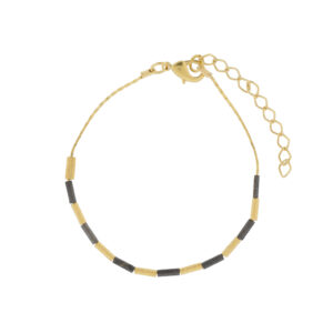 PULSERA CON PIEZAS CHAPADO EN ORO Y RUTENIO.