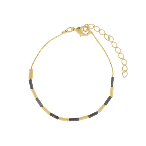 PULSERA CON PIEZAS CHAPADO EN ORO Y RUTENIO.