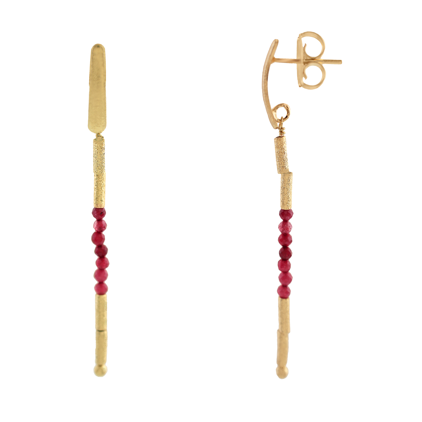 EARRING WITH STONES AND HANDMADE PLATED