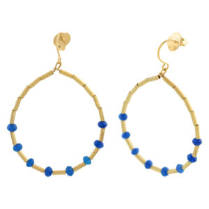 BLUE JADE EARRING AND 18K GOLD PLATED. HANDCRAFTED FINISH