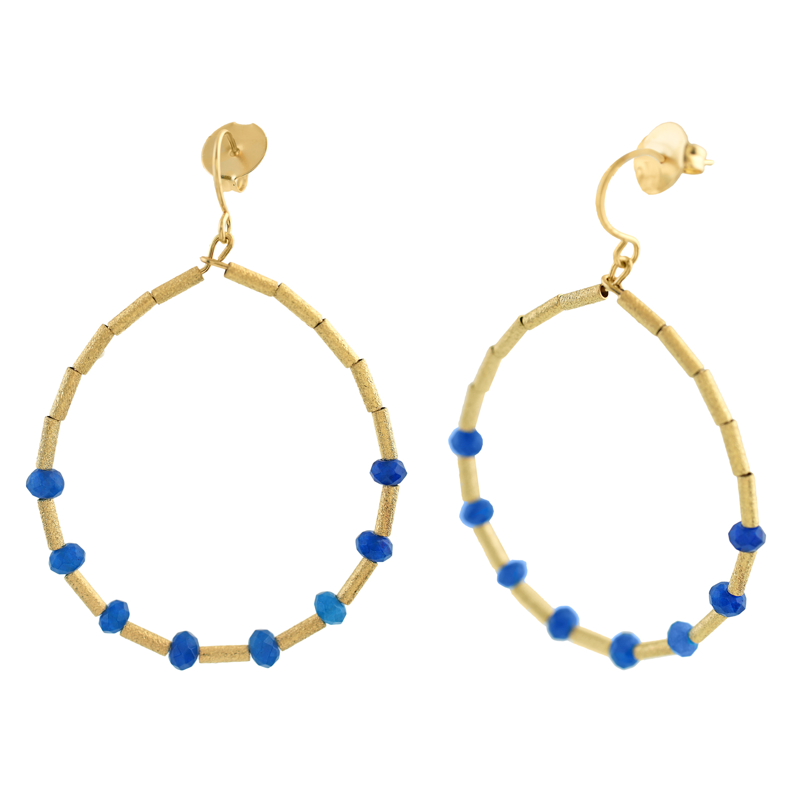 BLUE JADE EARRING AND 18K GOLD PLATED. HANDCRAFTED FINISH