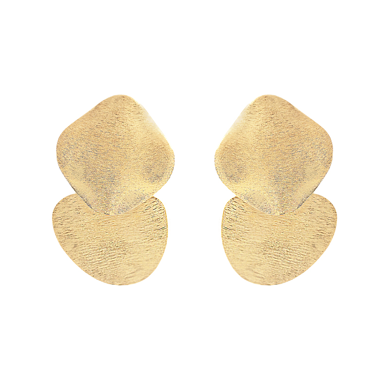 GOLD-PLATED OVERLAPPING PIECES EARRING
