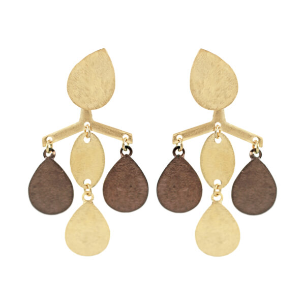 TREE EARRING COMBINED WITH GOLD PLATED PIECES