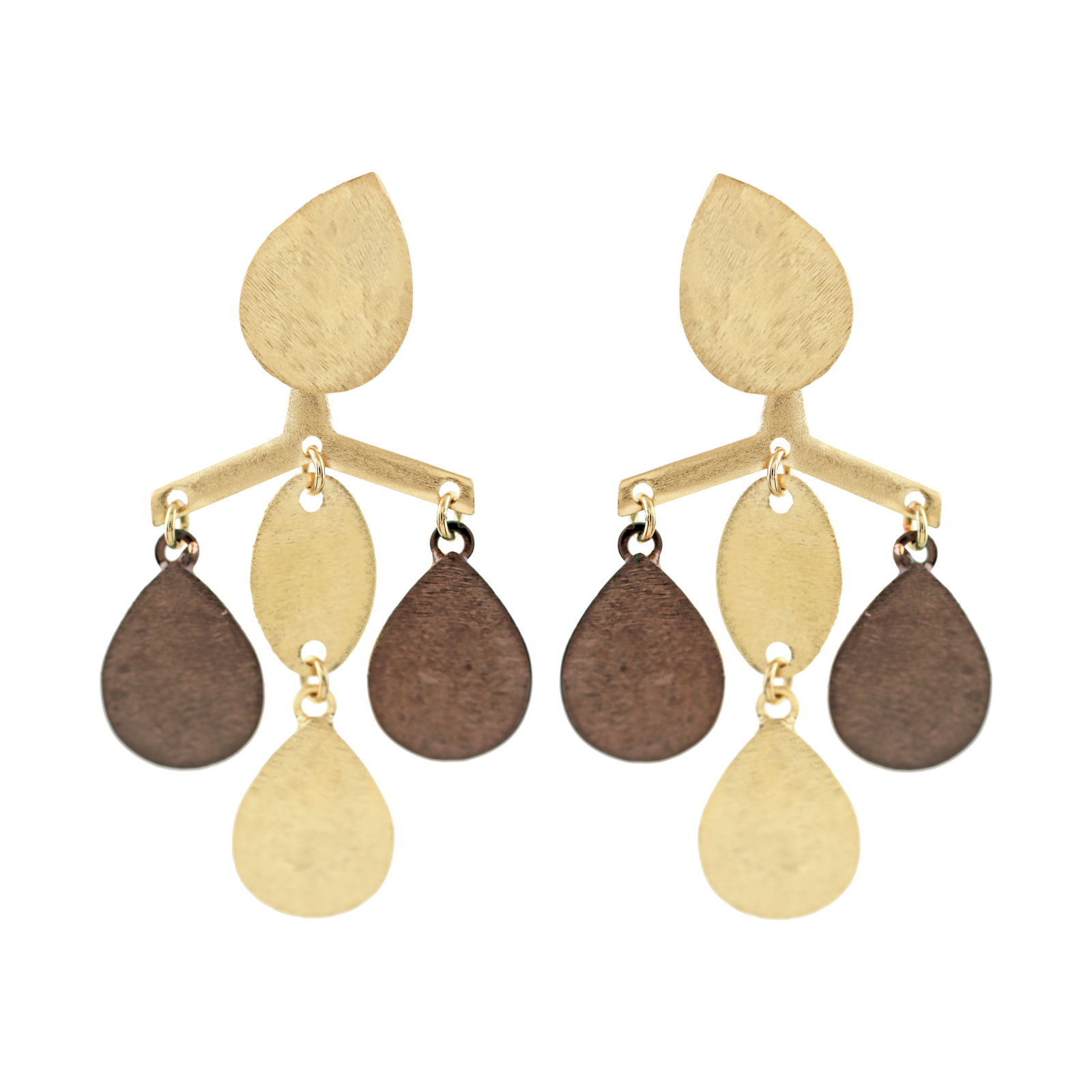 TREE EARRING COMBINED WITH GOLD PLATED PIECES