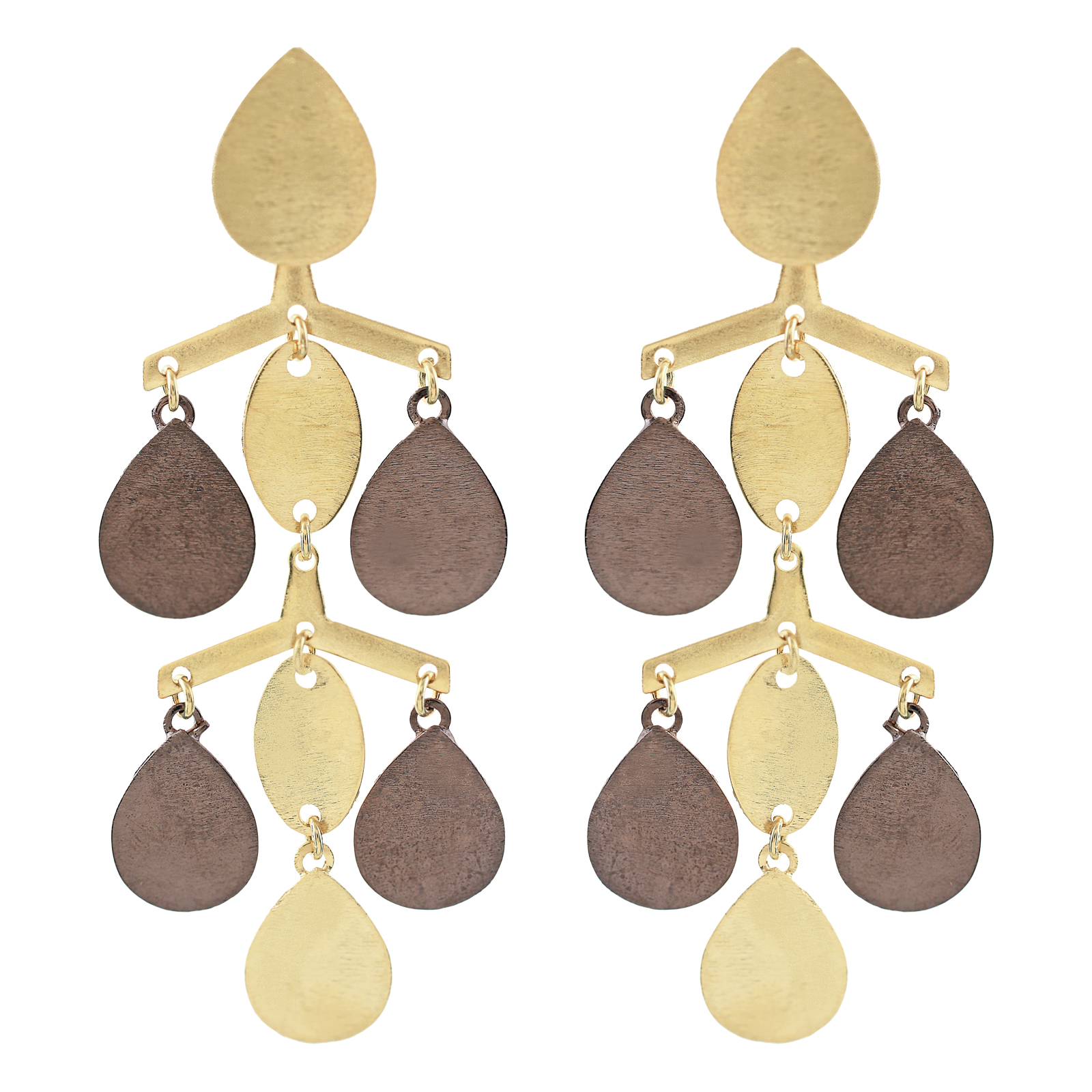 LARGE TREE EARRING COMBINED WITH GOLD PLATED PIECES
