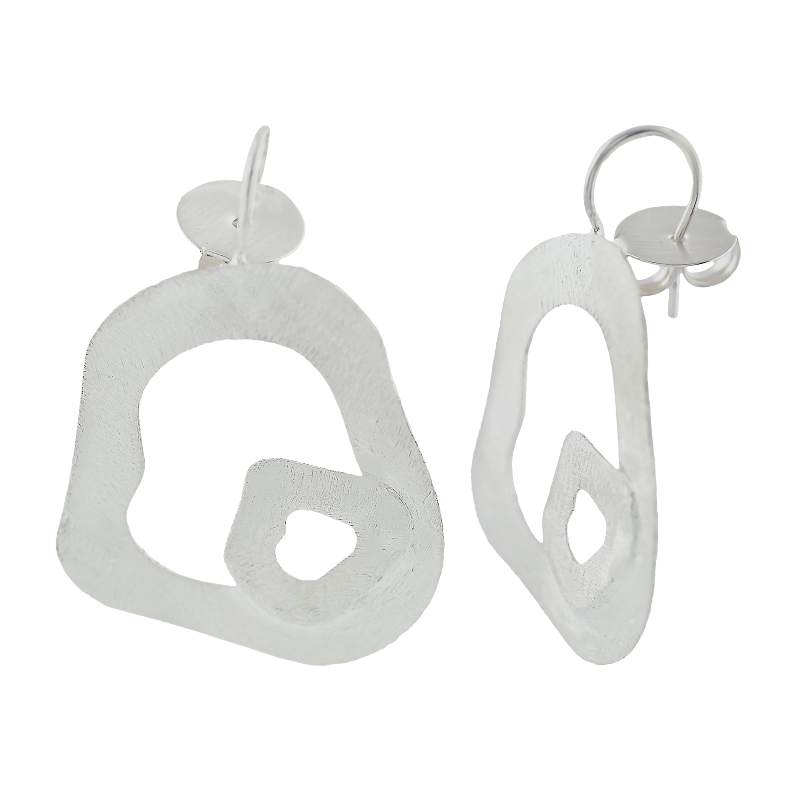 GEOMETRIC EARRING WITH HOOK HANDMADE FINISH